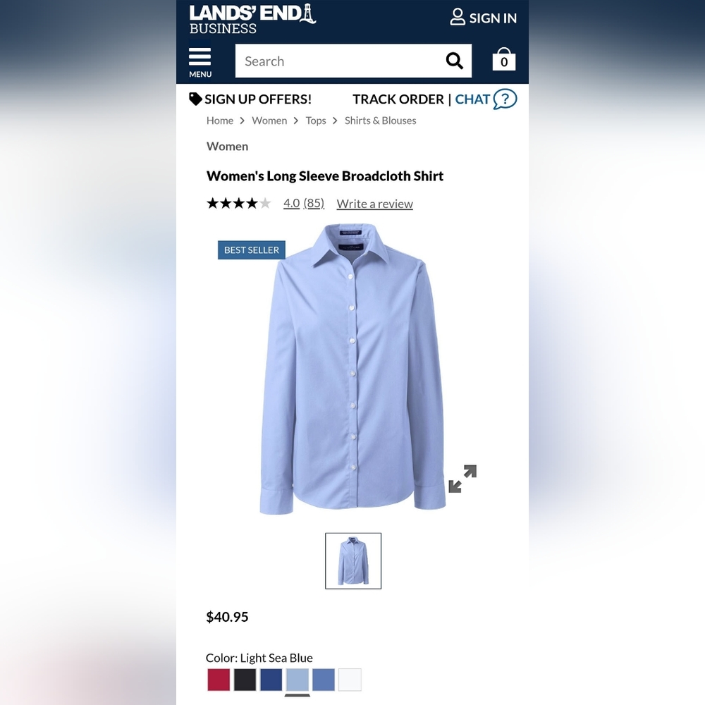 Women's button-down work shirt, Long sleeve U.S. Size 12, NWT, LandsEnd Business